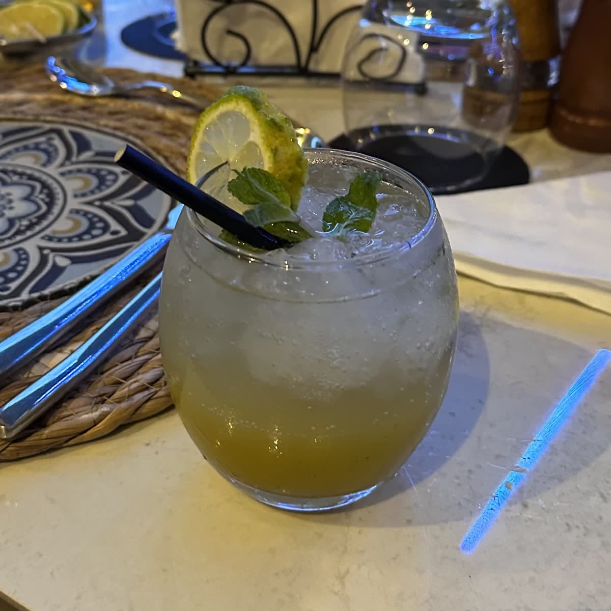 Mint, lime and crushed ice — from the cocktail list